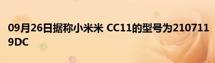 09月26日据称小米米 CC11的型号为2107119DC