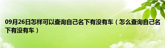 09月26日怎样可以查询自己名下有没有车（怎么查询自己名下有没有车）