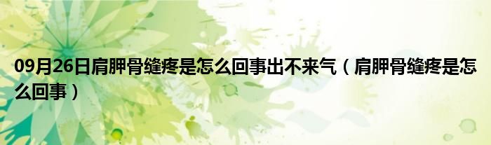 09月26日肩胛骨缝疼是怎么回事出不来气（肩胛骨缝疼是怎么回事）