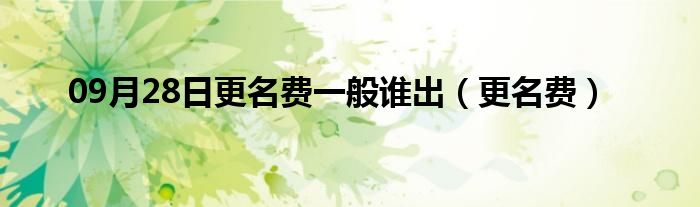 09月28日更名费一般谁出（更名费）