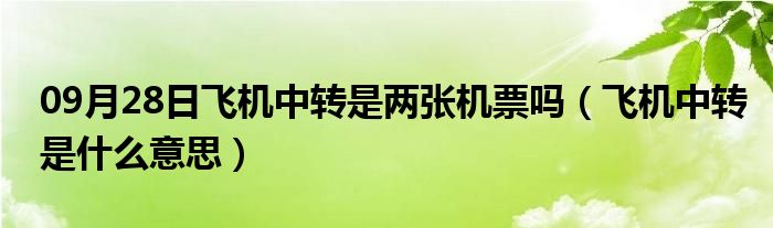 09月28日飞机中转是两张机票吗（飞机中转是什么意思）