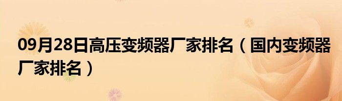 09月28日高压变频器厂家排名（国内变频器厂家排名）