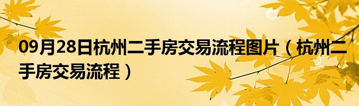 09月28日杭州二手房交易流程图片（杭州二手房交易流程）