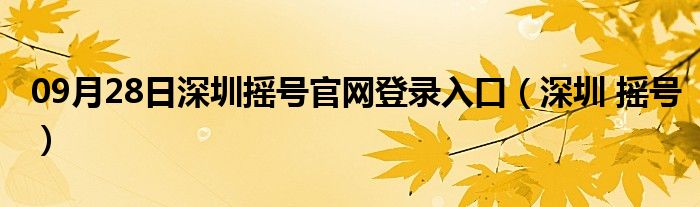 09月28日深圳摇号官网登录入口（深圳 摇号）