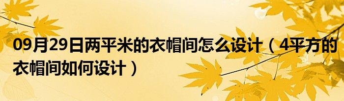 09月29日两平米的衣帽间怎么设计（4平方的衣帽间如何设计）