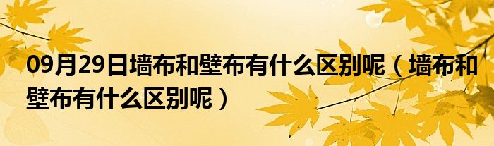 09月29日墙布和壁布有什么区别呢（墙布和壁布有什么区别呢）