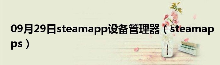 09月29日steamapp设备管理器（steamapps）