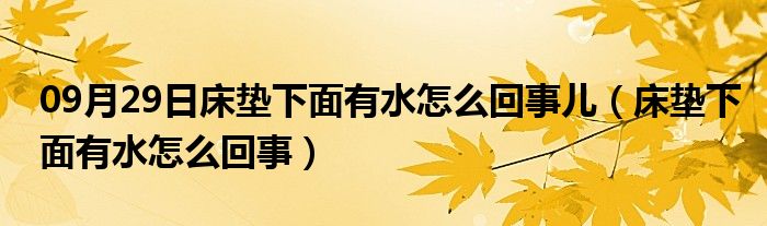 09月29日床垫下面有水怎么回事儿（床垫下面有水怎么回事）