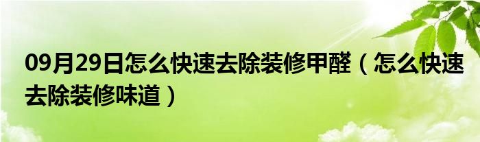 09月29日怎么快速去除装修甲醛（怎么快速去除装修味道）