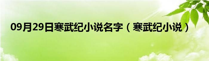 09月29日寒武纪小说名字（寒武纪小说）