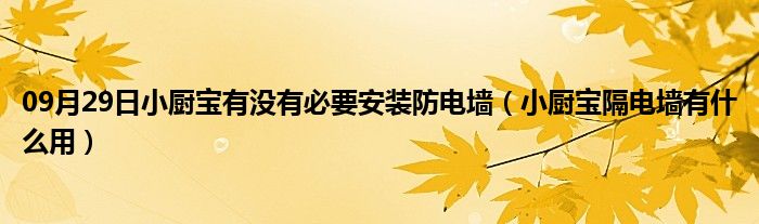 09月29日小厨宝有没有必要安装防电墙（小厨宝隔电墙有什么用）