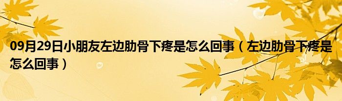 09月29日小朋友左边肋骨下疼是怎么回事（左边肋骨下疼是怎么回事）