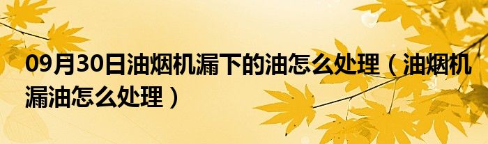 09月30日油烟机漏下的油怎么处理（油烟机漏油怎么处理）