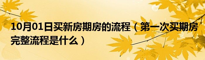 10月01日买新房期房的流程（第一次买期房完整流程是什么）