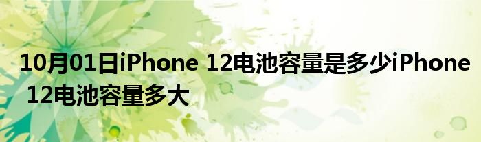 10月01日iPhone 12电池容量是多少iPhone 12电池容量多大