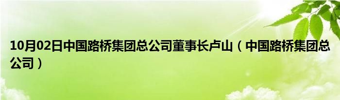 10月02日中国路桥集团总公司董事长卢山（中国路桥集团总公司）