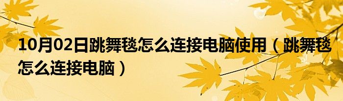 10月02日跳舞毯怎么连接电脑使用（跳舞毯怎么连接电脑）