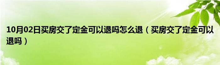 10月02日买房交了定金可以退吗怎么退（买房交了定金可以退吗）