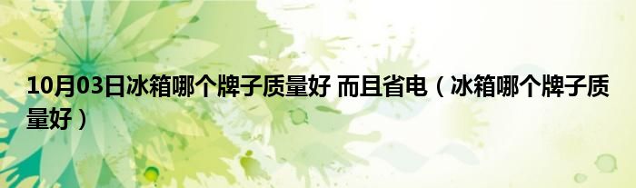 10月03日冰箱哪个牌子质量好 而且省电（冰箱哪个牌子质量好）