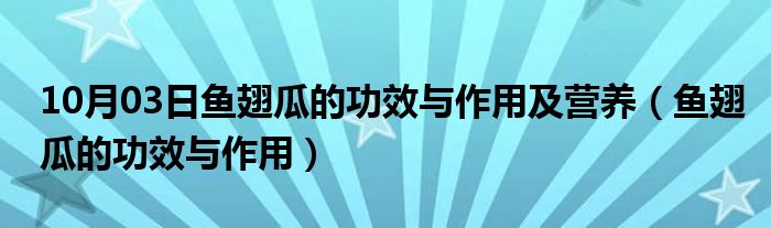 10月03日鱼翅瓜的功效与作用及营养（鱼翅瓜的功效与作用）