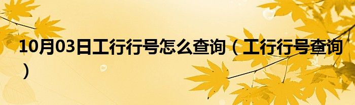 10月03日工行行号怎么查询（工行行号查询）