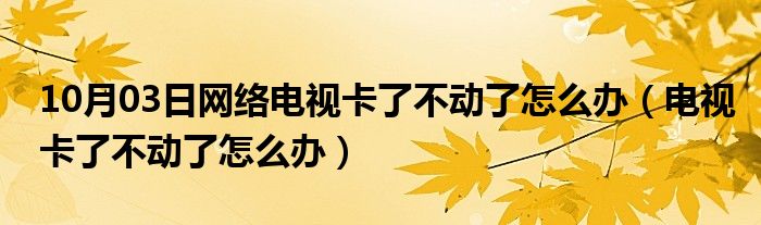 10月03日网络电视卡了不动了怎么办（电视卡了不动了怎么办）