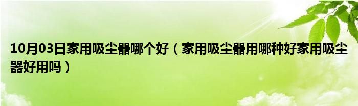 10月03日家用吸尘器哪个好（家用吸尘器用哪种好家用吸尘器好用吗）