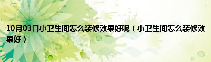 10月03日小卫生间怎么装修效果好呢（小卫生间怎么装修效果好）