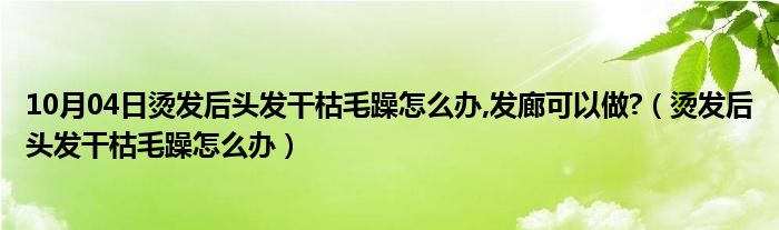 10月04日烫发后头发干枯毛躁怎么办,发廊可以做?（烫发后头发干枯毛躁怎么办）