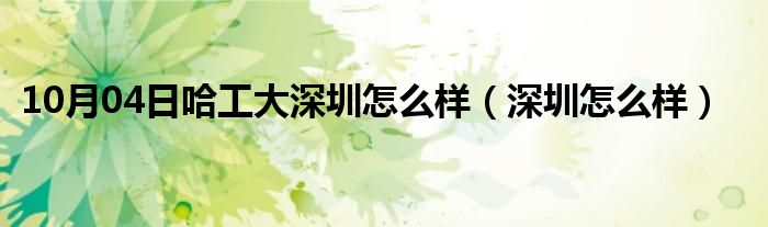 10月04日哈工大深圳怎么样（深圳怎么样）