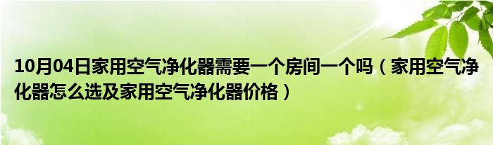 10月04日家用空气净化器需要一个房间一个吗（家用空气净化器怎么选及家用空气净化器价格）