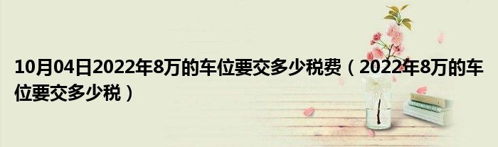 10月04日2022年8万的车位要交多少税费（2022年8万的车位要交多少税）