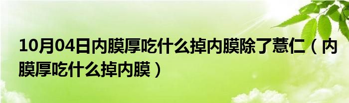 10月04日内膜厚吃什么掉内膜除了薏仁（内膜厚吃什么掉内膜）