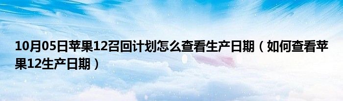 10月05日苹果12召回计划怎么查看生产日期（如何查看苹果12生产日期）