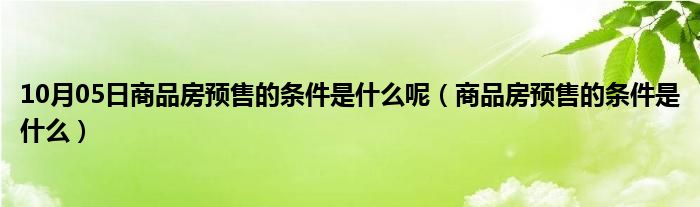 10月05日商品房预售的条件是什么呢（商品房预售的条件是什么）