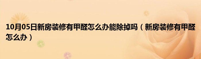 10月05日新房装修有甲醛怎么办能除掉吗（新房装修有甲醛怎么办）