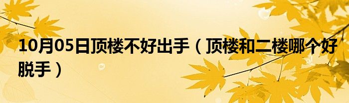 10月05日顶楼不好出手（顶楼和二楼哪个好脱手）