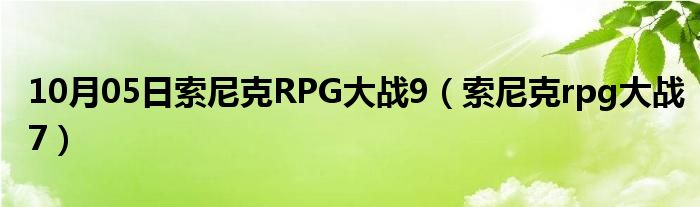 10月05日索尼克RPG大战9（索尼克rpg大战7）