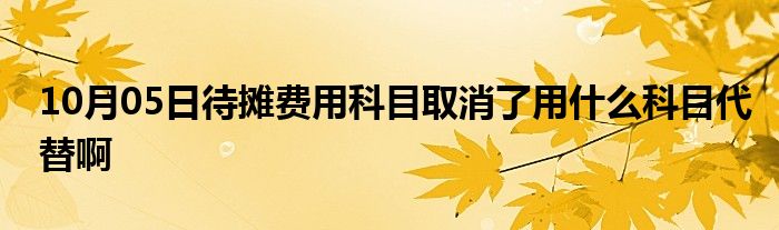 10月05日待摊费用科目取消了用什么科目代替啊