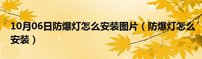 10月06日防爆灯怎么安装图片（防爆灯怎么安装）