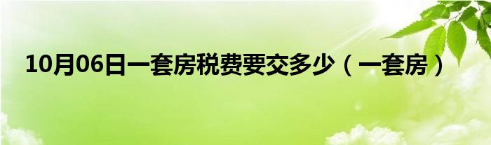 10月06日一套房税费要交多少（一套房）