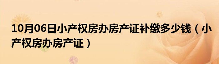 10月06日小产权房办房产证补缴多少钱（小产权房办房产证）