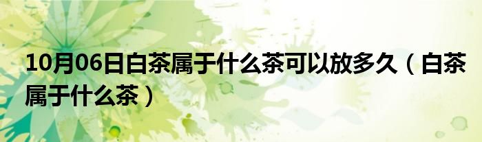 10月06日白茶属于什么茶可以放多久（白茶属于什么茶）