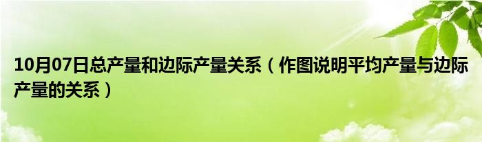 10月07日总产量和边际产量关系（作图说明平均产量与边际产量的关系）