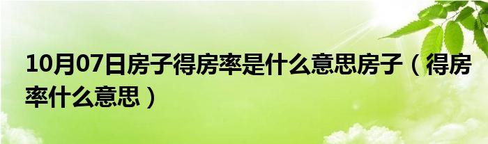 10月07日房子得房率是什么意思房子（得房率什么意思）