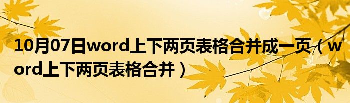 10月07日word上下两页表格合并成一页（word上下两页表格合并）