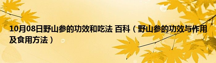 10月08日野山参的功效和吃法 百科（野山参的功效与作用及食用方法）