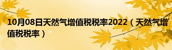 10月08日天然气增值税税率2022（天然气增值税税率）