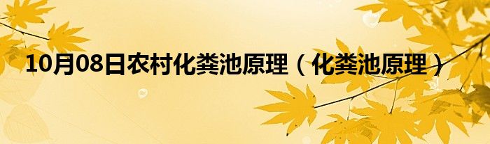 10月08日农村化粪池原理（化粪池原理）