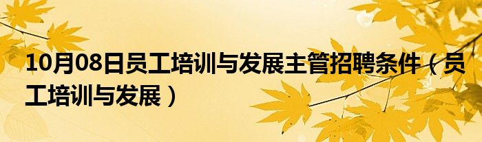 10月08日员工培训与发展主管招聘条件（员工培训与发展）